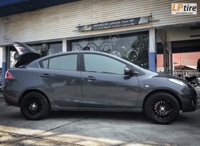 MAZDA 2 + ล้อแม็ก RAICNG R RS05RR ขอบ 15นิ้ว สีดำด้าน + ยางรถยนต์ ALLIANCE 030Ex MADE IN JAPAN 195/55-15