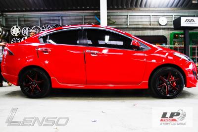 #MAZDA 2 จัดล้อแม็ก LENSO Jager Craft 15x7 ET35 4x100 ดำเงามิลลิ่งก้านแดง คู่ยาง YOKOHAMA ES32 195/55-15 จัดฝาครอบ BREMBO สีแดง (F) ขนาด SIZE-S #โช๊คอัพหน้า (ขวา) #โช๊คอัพหน้า (ซ้าย) #โช๊คอัพหลัง พร้อมจัด #ช่วงล่าง