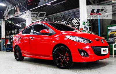 #MAZDA 2 จัดล้อแม็ก LENSO Jager Craft 15x7 ET35 4x100 ดำเงามิลลิ่งก้านแดง คู่ยาง YOKOHAMA ES32 195/55-15 จัดฝาครอบ BREMBO สีแดง (F) ขนาด SIZE-S #โช๊คอัพหน้า (ขวา) #โช๊คอัพหน้า (ซ้าย) #โช๊คอัพหลัง พร้อมจัด #ช่วงล่าง