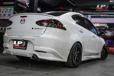 รถ - MAZDA 2 DE ล้อแม็ก - LENSO PROJECT-D ALPHA ดำเงามิ่งลิ่งก้านเงิน สเปค - 15x7 ET35 4x100 รัดยาง - HERO R111 เบอร์ - 195/55R15