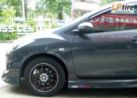 Mazda2 + ล้อแม็ก Katana GTR-Sport (355) 15นิ้ว สีดำเส้นแดง + ยาง FALKEN ZE522 195/55-15