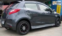 Mazda2 + ล้อแม็ก Katana GTR-Sport (355) 15นิ้ว สีดำเส้นแดง + ยาง FALKEN ZE522 195/55-15