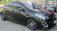 Mazda2 + ล้อแม็ก YACHIYODA LW-01 15นิ้ว สีดำหน้าเงาขลิบฟ้า