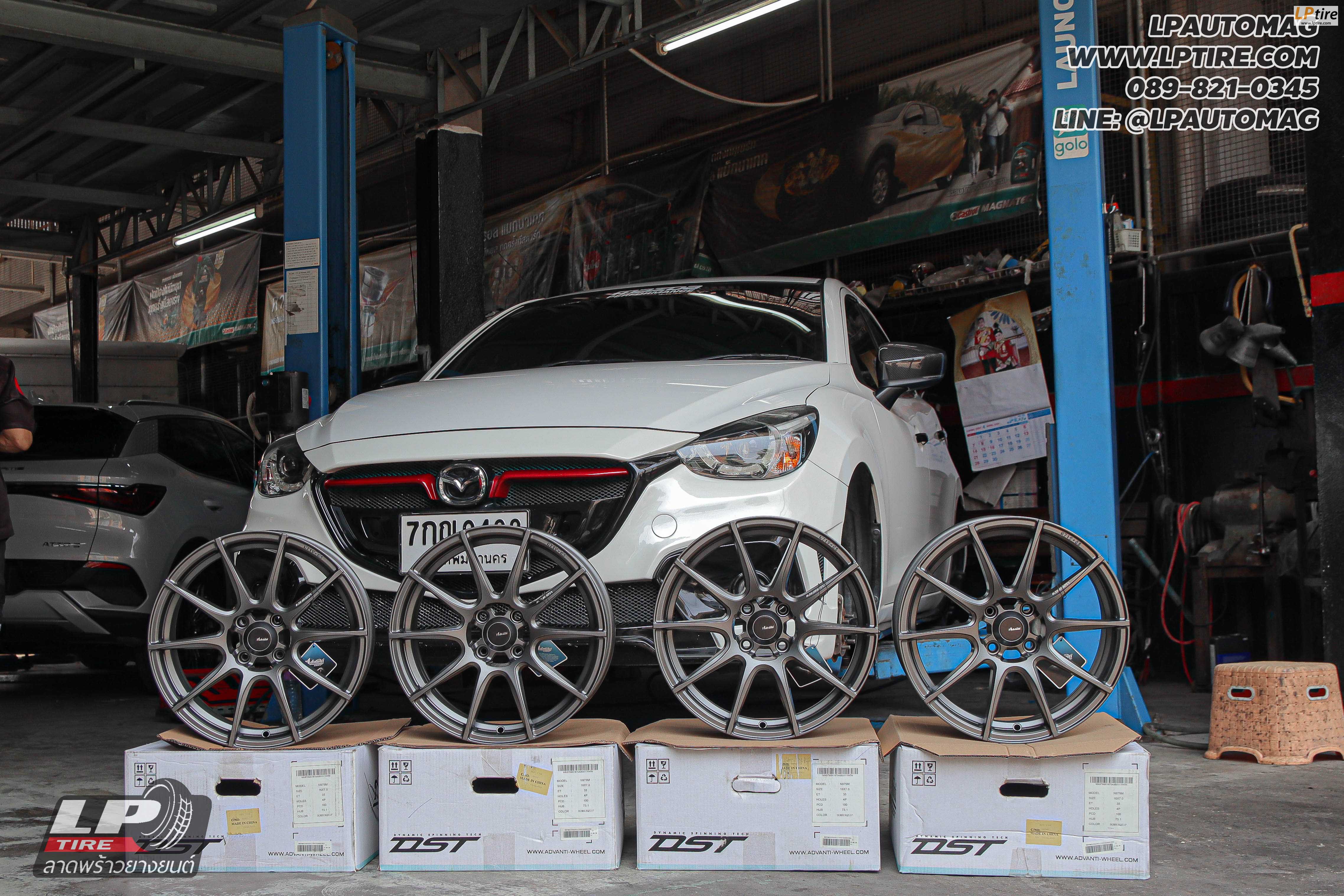 รถ - MAZDA 2 ล้อแม็ก - ADVANTI N979 PROTO FlowForming เทากัน สเปค - 16x7 ET35 4x100 ยาง - YOKOHAMA ADVAN dB V552 เบอร์ -195/55 R16