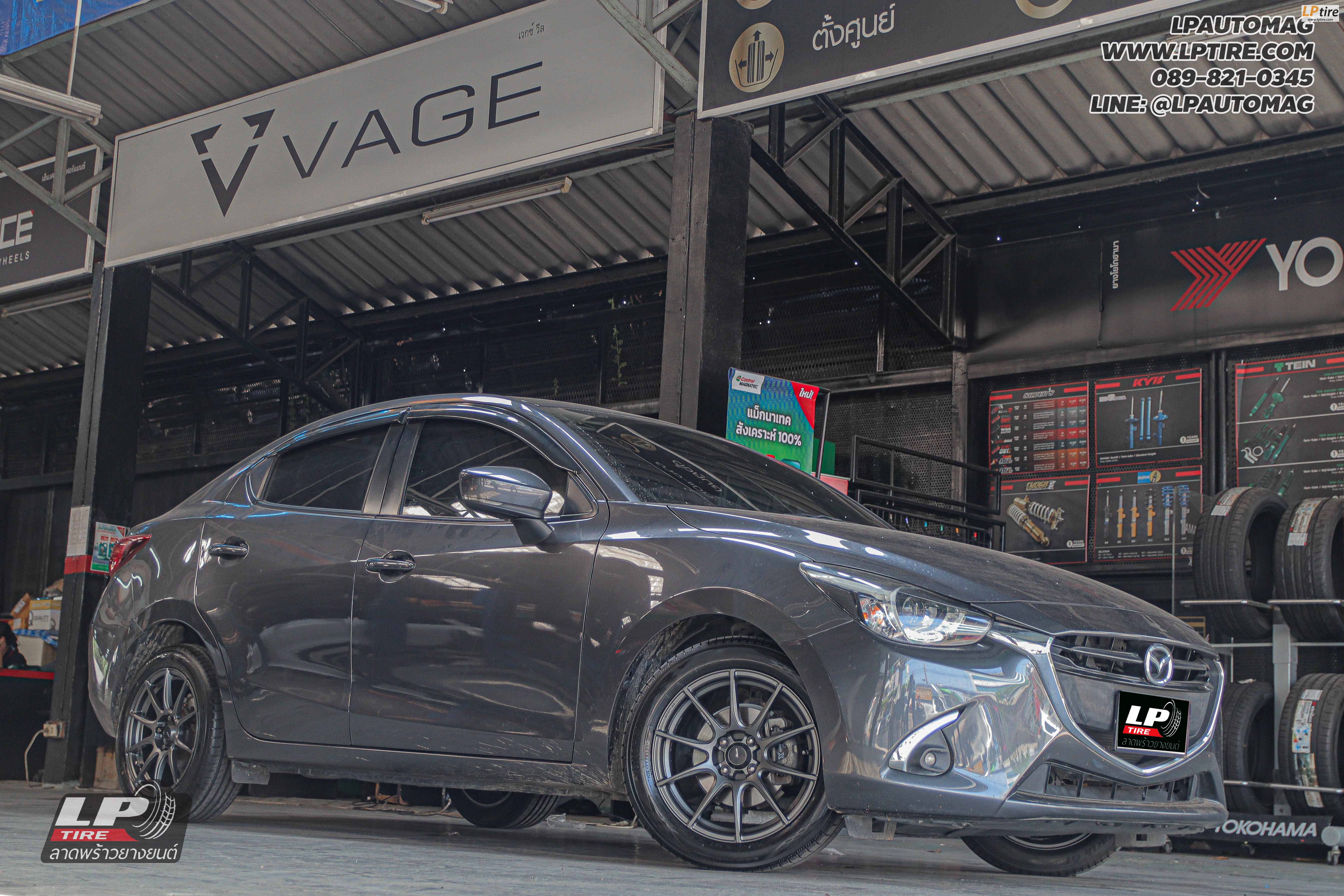 รถ - MAZDA 2 ล้อแม็ก - ADVANTI N979 PROTO FlowForming เทากัน สเปค - 16x7 ET35 4x100 ยาง - YOKOHAMA GT AE51 เบอร์ - 195/55-16