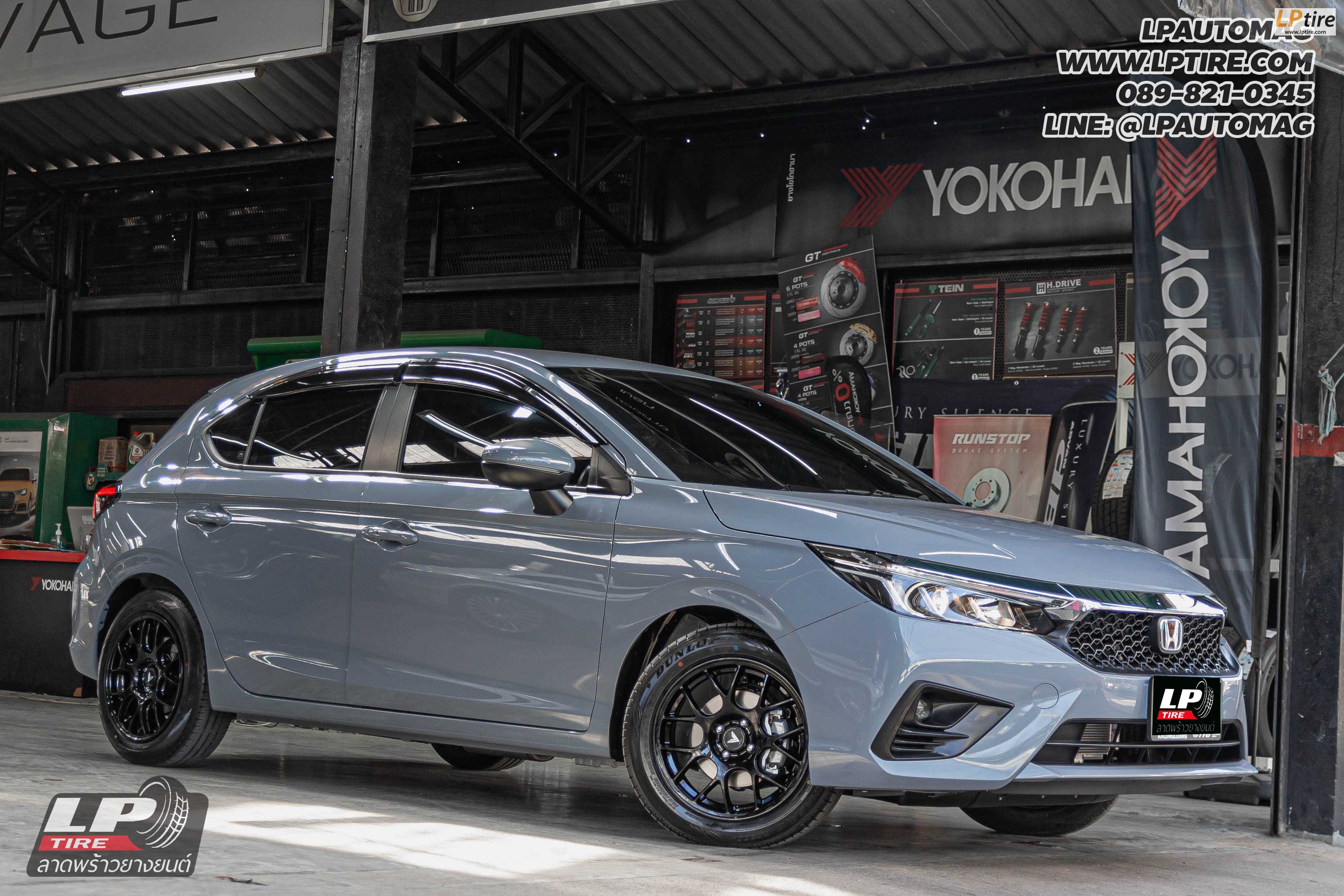 รถ - HONDA CITY&nbsp;ล้อแม็ก - LENSO VENOM EUROSPEED LITETECH+ ดำเงา สเปค - 16x7 ET35 4x100