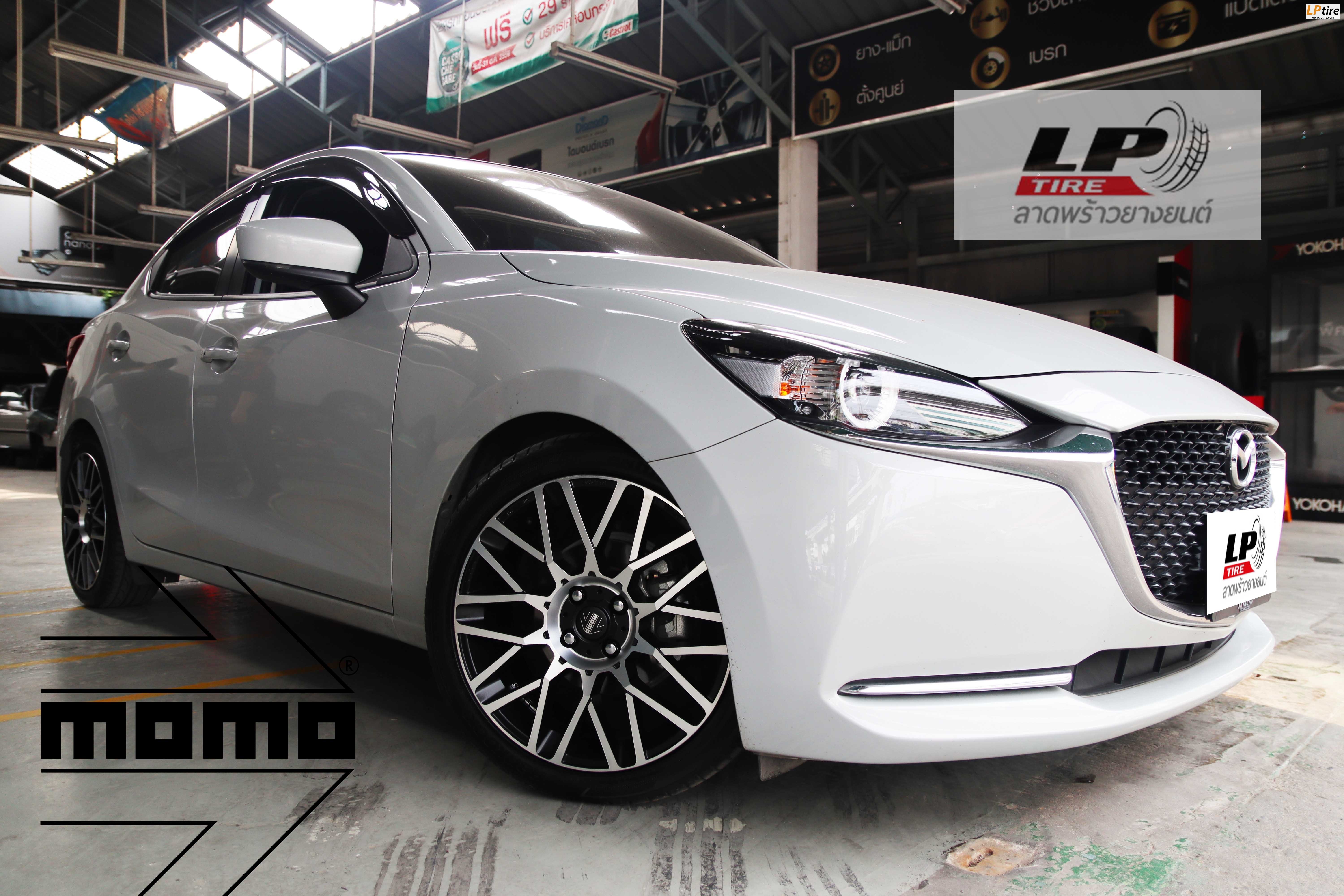 MAZDA 2  เสริมหล่อจัดล้อแม็ก MOMO H486T REVENGE 17x7 ET40 4x100 ดำหน้าเงา