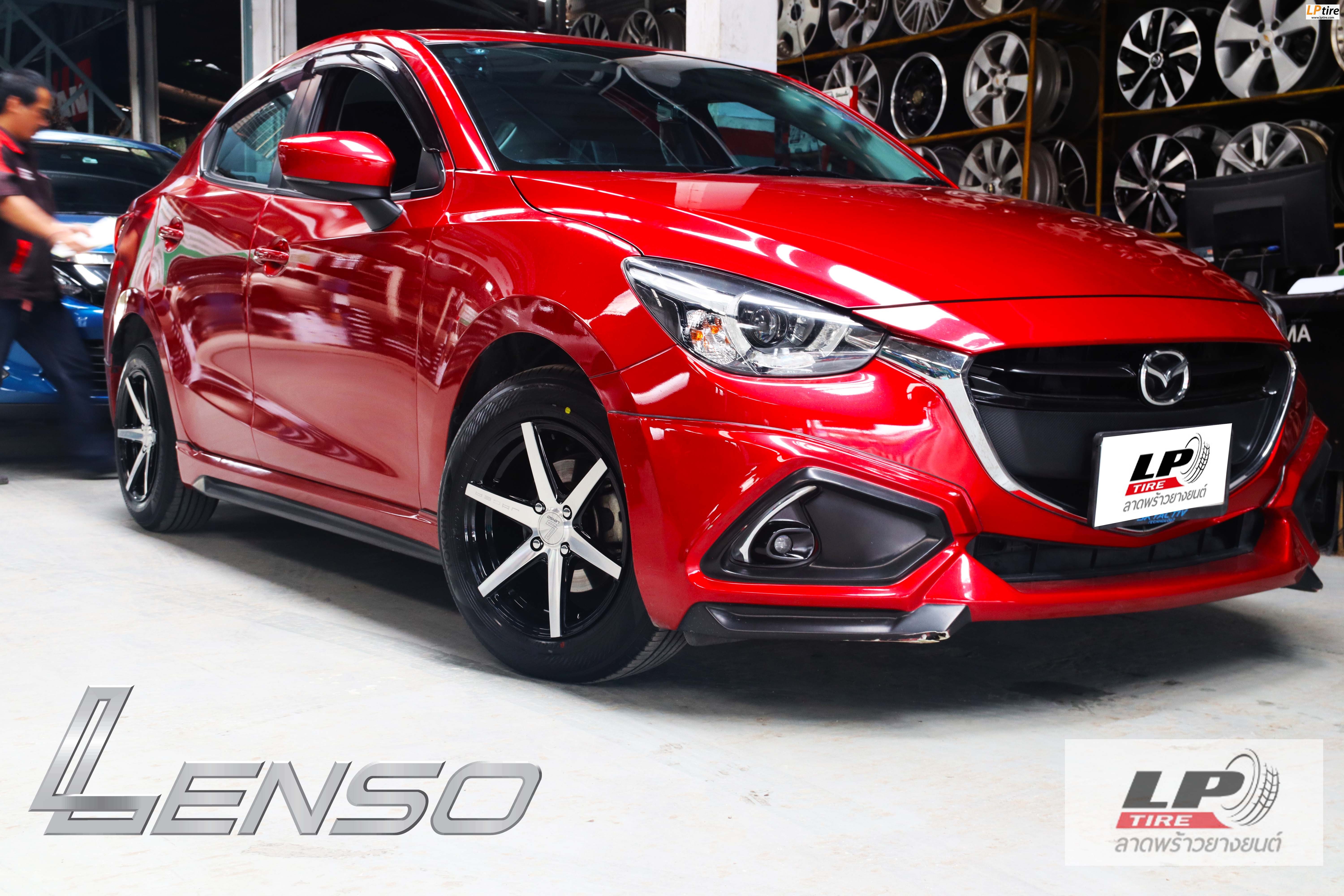 #MAZDA 2 จัดล้อแม็ก #LENSO#Jager#Craft 15x7 ET35 4x100 #ดำหน้าเงา ใช้ยางเดิมยังสวยลงตัว