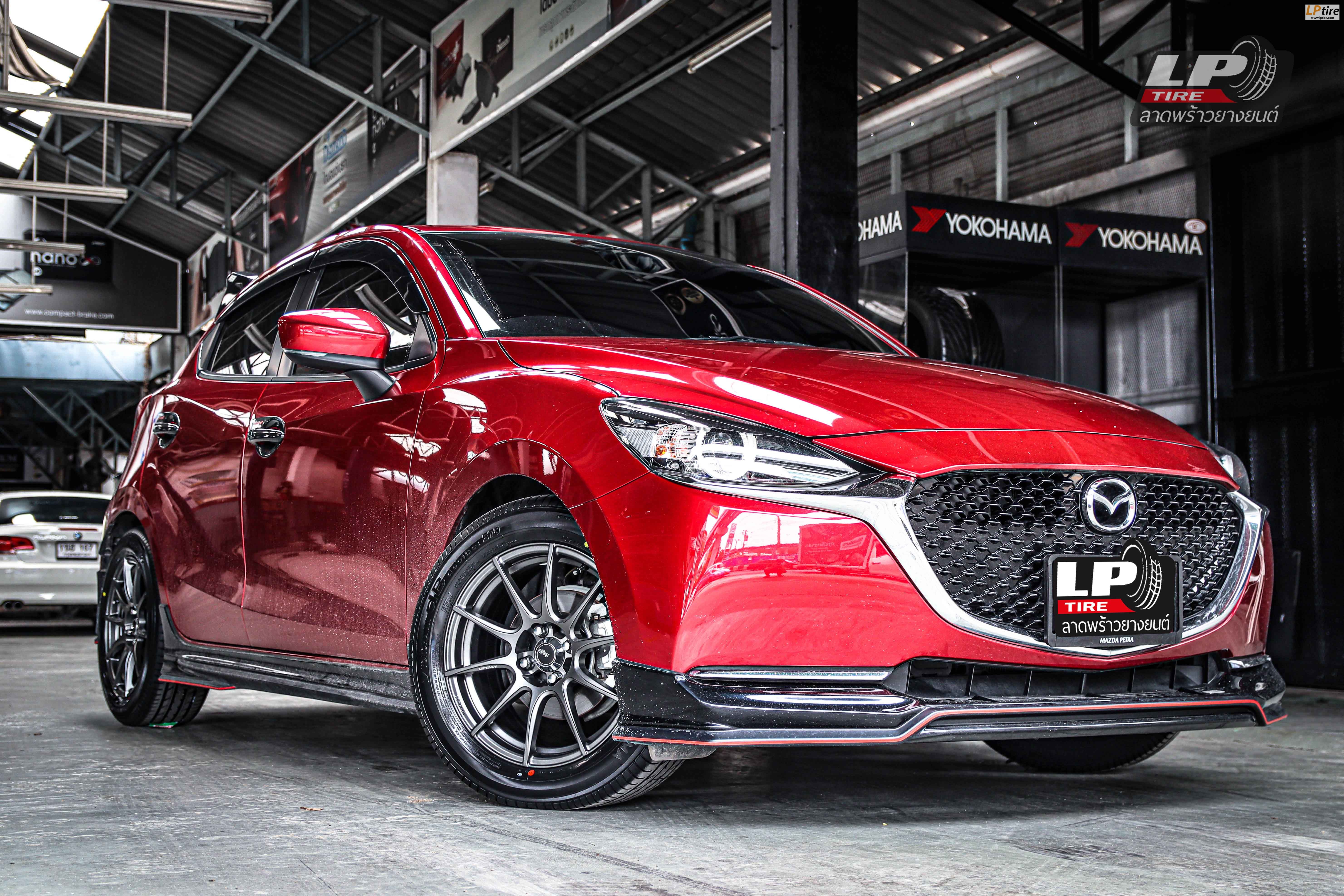 รถ - MAZDA 2 ล้อแม็ก - ADVANTI N979 เทากัน สเปค - 16x7 ET35 4x100 รัดยาง -YOKOHAMA E70 เบอร์ - 205/55-16