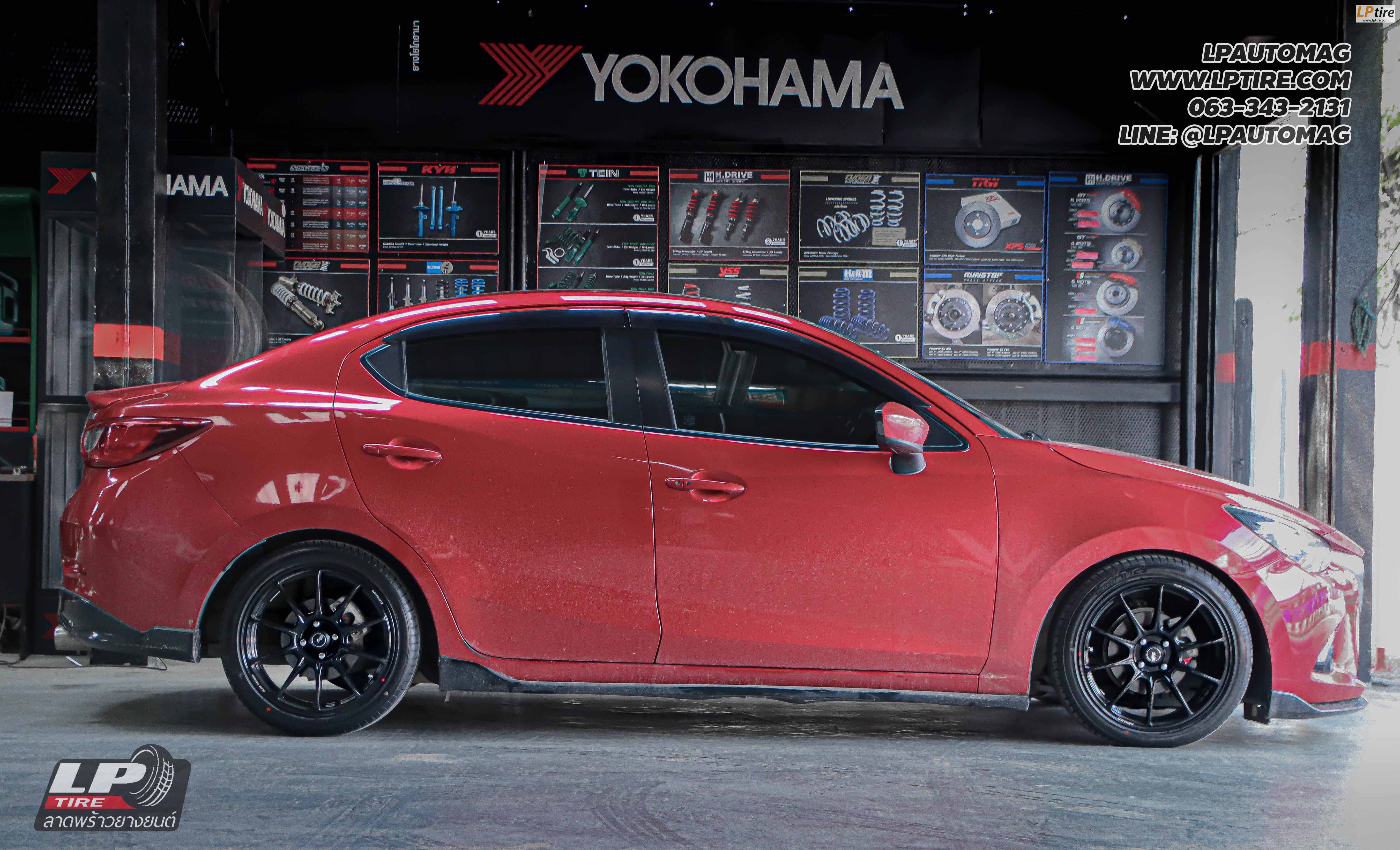 รถ -MAZDA 2 ล้อแม็ก - ADVANTI ARIA MD018 FlowForming ดำเงา สเปค - 17x7 ET38 4x100 ยาง - LENSO D-1CS เบอร์ - 205/45-17