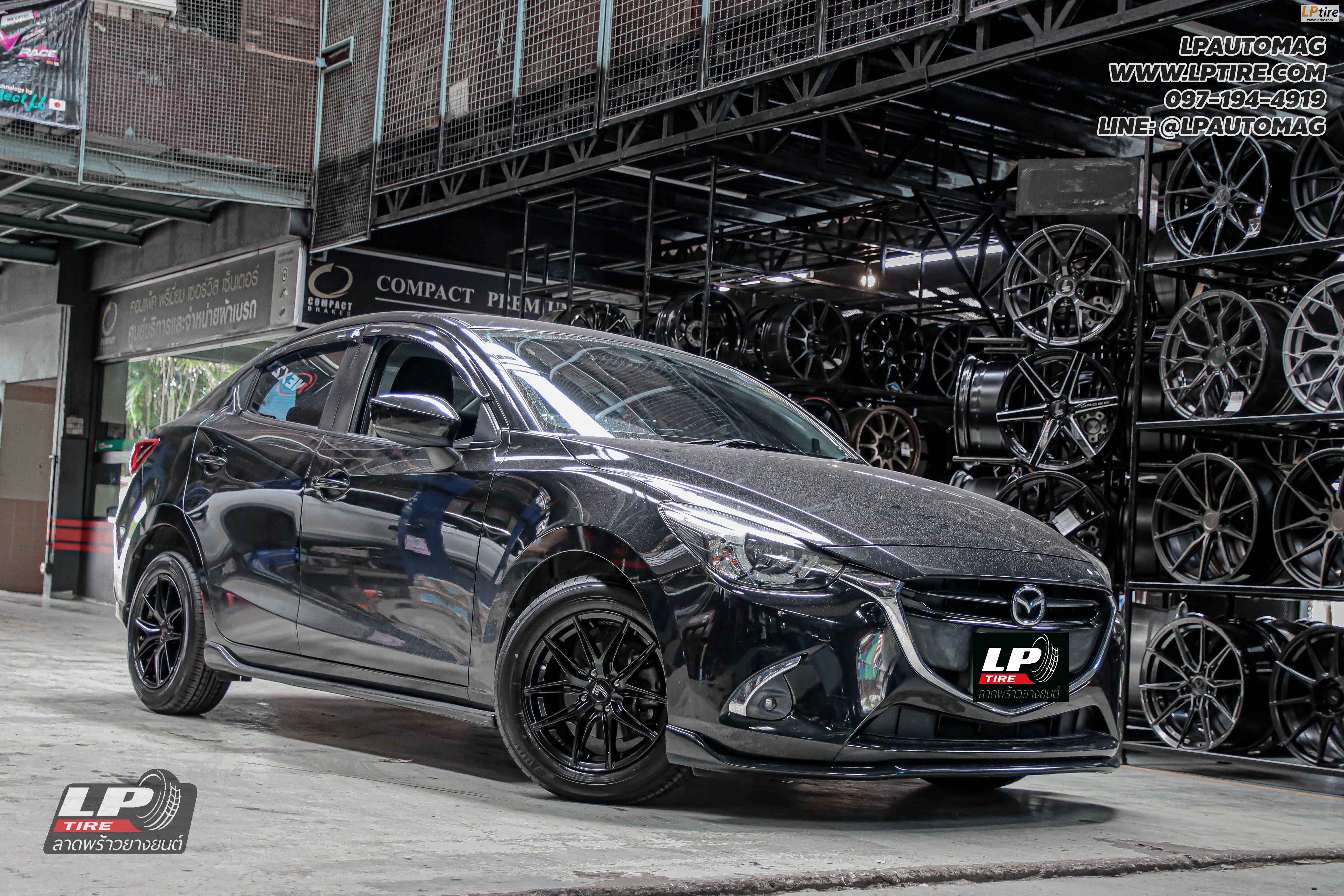 รถ -MAZDA 2 ล้อแม็ก - LENSO JAGER NOVA ดำด้าน สเปค -15x7 ET35 4x100 ยาง - ALLIANCE AL30 030Ex เบอร์ - 195/60-15