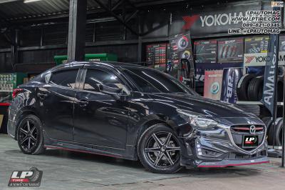 รถ - MAZDA 2 ล้อแม็ก - LENSO Jager Craft ดำมิลลิ่งก้านเงิน สเปค - 16x7 ET35 4x100 ยาง - YOKOHAMA GT AE51 เบอร์ -195/55-16