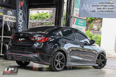รถ - MAZDA 2 ล้อแม็ก - LENSO Jager Craft ดำมิลลิ่งก้านเงิน สเปค - 16x7 ET35 4x100 ยาง - YOKOHAMA GT AE51 เบอร์ -195/55-16