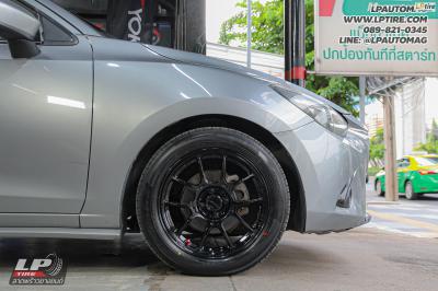 รถ - MAZDA 2 ล้อแม็ก - LENSO VENOM V1N FlowForming ดำเงา สเปค - 16x7 ET35 4x100 ยาง - YOKOHAMA ES32 เบอร์ - 195/50-16