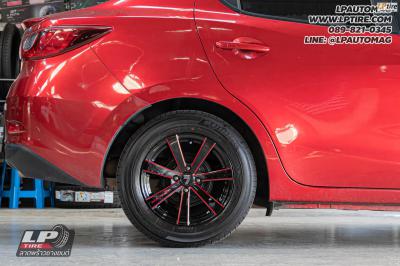 รถ - MAZDA 2&nbsp;ล้อแม็ก - LENSO Jager Gamma ดำเงามิลลิ่งก้านแดง สเปค - 15x7 ET35 4x100&nbsp;ยาง- ALLIANCE AL30 030Ex เบอร์ -195/65-15
