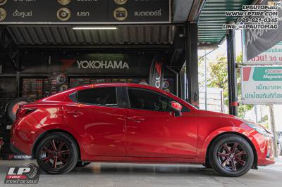 รถ - MAZDA 2&nbsp;ล้อแม็ก - LENSO Jager Gamma ดำเงามิลลิ่งก้านแดง สเปค - 15x7 ET35 4x100&nbsp;ยาง- ALLIANCE AL30 030Ex เบอร์ -195/65-15