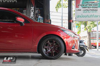 รถ - MAZDA 2&nbsp;ล้อแม็ก - LENSO Jager Gamma ดำเงามิลลิ่งก้านแดง สเปค - 15x7 ET35 4x100&nbsp;ยาง- ALLIANCE AL30 030Ex เบอร์ -195/65-15