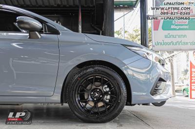 รถ - HONDA CITY&nbsp;ล้อแม็ก - LENSO VENOM EUROSPEED LITETECH+ ดำเงา สเปค - 16x7 ET35 4x100
