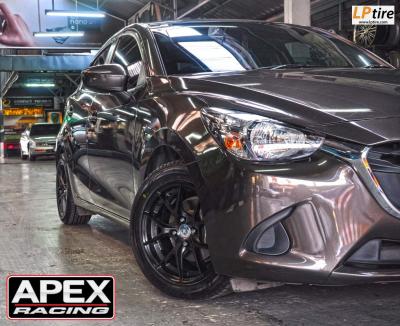 Mazda 2 + แม็ก HRE ZX062 ขอบ15 ดำด้าน + ยาง DUNLOP LM704 195/55-15