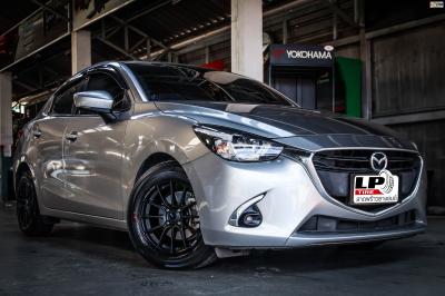 รถ - Mazda 2 DJ ล้อแม็ก - ENKEI SC48 สีดำด้าน สเปค - 15x7 4x100 ET38 รัดยาง - YOKOHAMA Alliance 030EX AL30 เบอร์ - 195/50-15