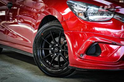 รถ - MAZDA 2 ล้อแม็ก -ADVANTI N719 ดำด้าน สเปค - 15x7 ET35 4x100 รัดยาง -YOKOHAMA ALLIANCE AL30 030Ex เบอร์ - 195/60-15