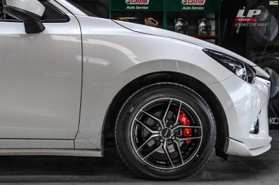 รถ -MAZDA 2 ล้อแม็ก - TORQ JGB ดำมิลลิ่งเงิน สเปค - 15x7 ET35 4x100 รัดยาง - ALLIANCE AL30 030Ex เบอร์ - 195/55-15