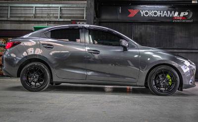 รถ - MAZDA 2 DJ ล้อแม็ก - LENSO Jager Dyna ดำด้าน สเปค - 16x7 ET35 4x100 รัดยาง - YOKOHAMA ES32 เบอร์ - 205/50-16