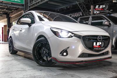 รถ - MAZDA 2 DJ ล้อแม็ก - LENSO Jager Dyna ดำด้าน สเปค - 16x7 ET35 4x100 รัดยาง - YOKOHAMA AE51 เบอร์ - 205/50-16