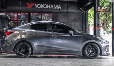 รถ - MAZDA 2 ล้อแม็ก - LENSO JAGER NOVA ดำด้าน ขอบ - 15x7 ET35 4x100 ยางเดิม - YOKOHAMA A-DRIVE AA01 เบอร์ - 195/60-15