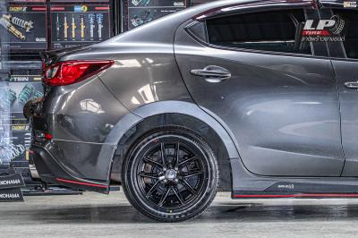 รถ - MAZDA 2 ล้อแม็ก - LENSO JAGER NOVA ดำด้าน ขอบ - 15x7 ET35 4x100 ยางเดิม - YOKOHAMA A-DRIVE AA01 เบอร์ - 195/60-15