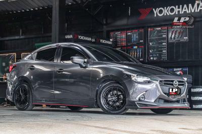 รถ - MAZDA 2 ล้อแม็ก - LENSO JAGER NOVA ดำด้าน ขอบ - 15x7 ET35 4x100 ยางเดิม - YOKOHAMA A-DRIVE AA01 เบอร์ - 195/60-15