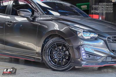 รถ - MAZDA 2 ล้อแม็ก -ENKEI SC46 ดำด้าน สเปค - 16x7 ET35 4x100 ยาง - KUMHO เบอร์ -195/50-16