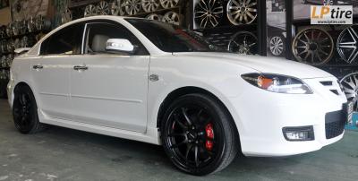 Mazda3 + ล้อแม็ก Lenso Project-D Spec E (PDE) 17นิ้ว สีดำด้าน + ยาง YOKOHAMA EARTH-1 215/45R17