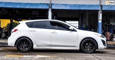 MAZDA 3 จัดล้อโปร EmotionR By LENSO FRE 17x7.5 5H114 ดำด้าน ใช้ยางเดิม