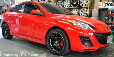Mazda3 + ล้อแม็กลาย BBS MotorSport 18นิ้ว สีดำด้าน + ยาง YOKOHAMA A-DRIVE R1 225/40R18
