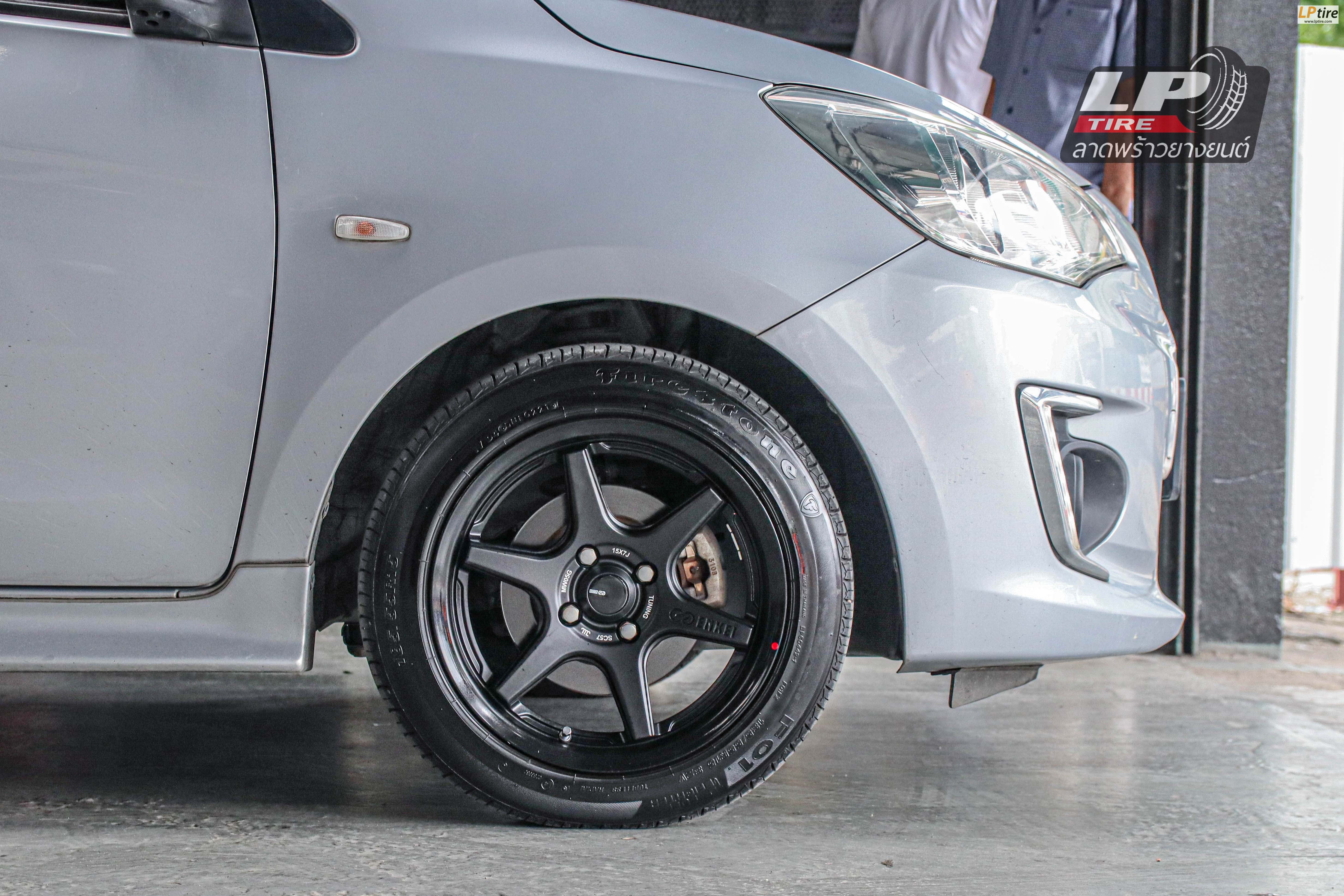 รถ - MITSUBISHI ATTRAGE ล้อแม็ก - ENKEI SC57 ดำด้าน ขอบ - 15x7 ET35 4x100 ยาง- firestone f01
เบอร์ -185/55-15