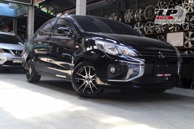 MITSUBISHI ATTRAGE จัดแม็ก AJ INFORGED RF2 2225 15x7 ET38 4x100 ดำหน้าเงา +ยางรถยนต์ DEESTONE R702 195/50-15