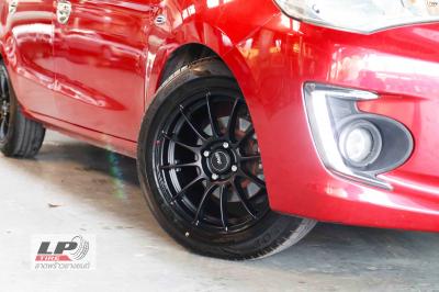 #MITSUBISHI#ATTRAGE จัดแม็ก ADVANTI #INIZIO 15x7 ET35 4x100 ดำด้าน ใส่ยางเดิมยังสวยงามลงตัวครับ