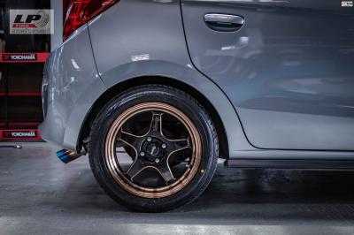 รถ - MITSUBIISHI ATTRAGE A10 ล้อแม็ก - TORQ D1F สีดำขลิปทองขอบทอง สเปค - 15x7 4x100 ET35 รัดยาง - DUNLOP LM704 เบอร์ - 195/50-15