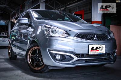 รถ - MITSUBIISHI ATTRAGE A10 ล้อแม็ก - TORQ D1F สีดำขลิปทองขอบทอง สเปค - 15x7 4x100 ET35 รัดยาง - DUNLOP LM704 เบอร์ - 195/50-15