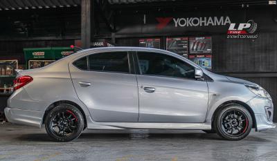 รถ - MITSUBISHI ATTRAGE ล้อแม็ก - Emotion-R MUGEN ดำด้าน ขอบ - 15x7 ET35 4x100 ยาง - YOKOHAMA A-DRIVE AA01 เบอร์ - 195/50-15