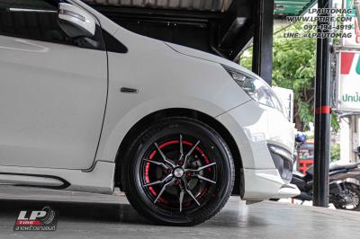 รถ - MITSUBIISHI MIRAGE ล้อแม็ก - INFERNO 7114 ดำหน้าเงาอันเดอร์คัตแดง สเปค - 14x5.5 ET35 4x100 ยาง -ALLIANCE AL30 030Ex เบอร์ - 175/65-14