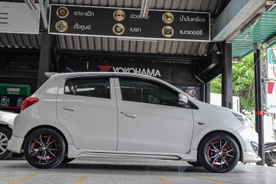 รถ - MITSUBIISHI MIRAGE ล้อแม็ก - INFERNO 7114 ดำหน้าเงาอันเดอร์คัตแดง สเปค - 14x5.5 ET35 4x100 ยาง -ALLIANCE AL30 030Ex เบอร์ - 175/65-14