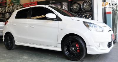 Mitsubishi Mirage + ล้อแม็ก Speed P1505 15นิ้ว สีดำด้าน + ยาง YOKOHAMA BluEarth 195/50R15