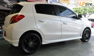 Mitsubishi Mirage + ล้อแม็ก Speed P1505 15นิ้ว สีดำด้าน + ยาง YOKOHAMA BluEarth 195/50R15