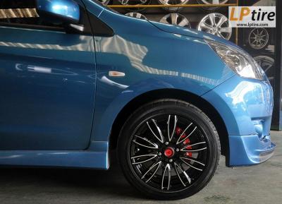 Mitsubishi Mirage + ล้อแม็ก Lenso Samurai Endo (SCE) 15นิ้ว สีดำหน้าเงา + ยาง DUNLOP LM703 195/50R15