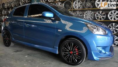 Mitsubishi Mirage + ล้อแม็ก Lenso Samurai Endo (SCE) 15นิ้ว สีดำหน้าเงา + ยาง DUNLOP LM703 195/50R15