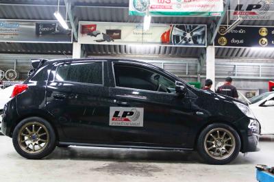 รถ - MITSUBISHI MIRAGE ล้อแม็ก - AUTO G-10 สีทอง สเปค - 15x6.5 4x100 ET40 รัดยาง - TOYO proxes TR2 เบอร์ - 195/55R15(ยางเดิม)