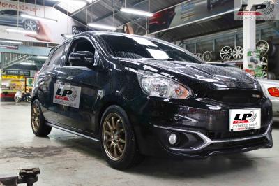 รถ - MITSUBISHI MIRAGE ล้อแม็ก - AUTO G-10 สีทอง สเปค - 15x6.5 4x100 ET40 รัดยาง - TOYO proxes TR2 เบอร์ - 195/55R15(ยางเดิม)