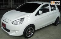 Mitsubishi-Mirage + ล้อแม็ก Lenso Samurai SC09 15นิ้ว สีดำหน้าเงา + ยาง DUNLOP LM 703 185/55-15